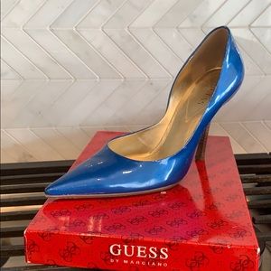 Blue patent high heels
